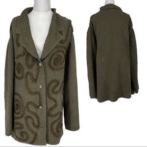 Tally Ho Olive Green Textured Blazer | Size 2X | Cozy Statement Layer